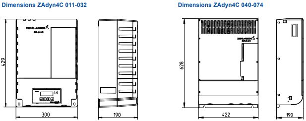 ZIEHL-ABEGG drive ZAdyn4C series dimensions and equipment. 